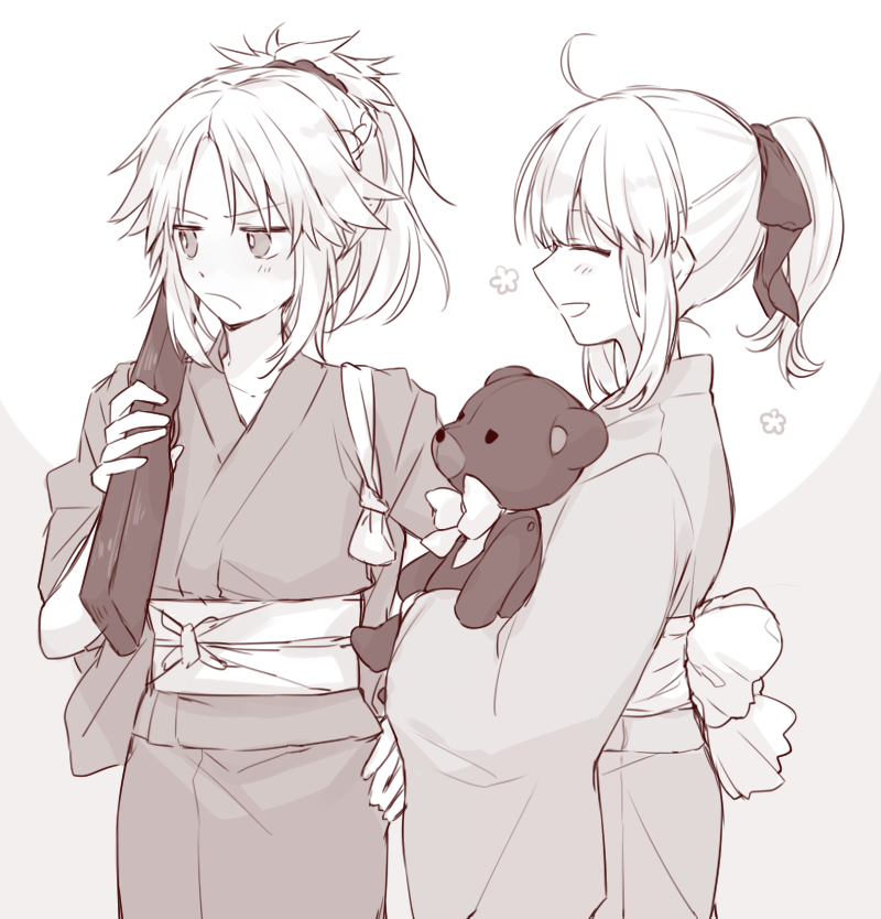 artoria pendragon, saber lily, and mordred (fate and 1 more) drawn by kan'yu_(citron_82)