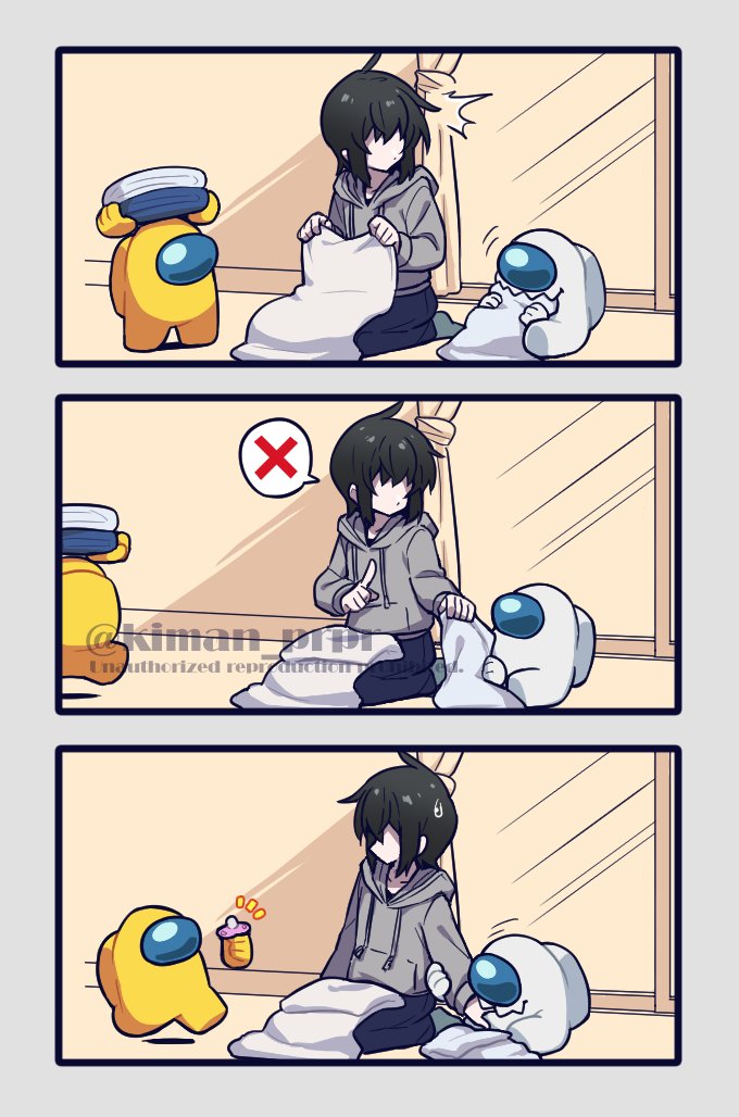 crewmate, yellow, white, impostor, and they (original and 1 more) drawn by kiman