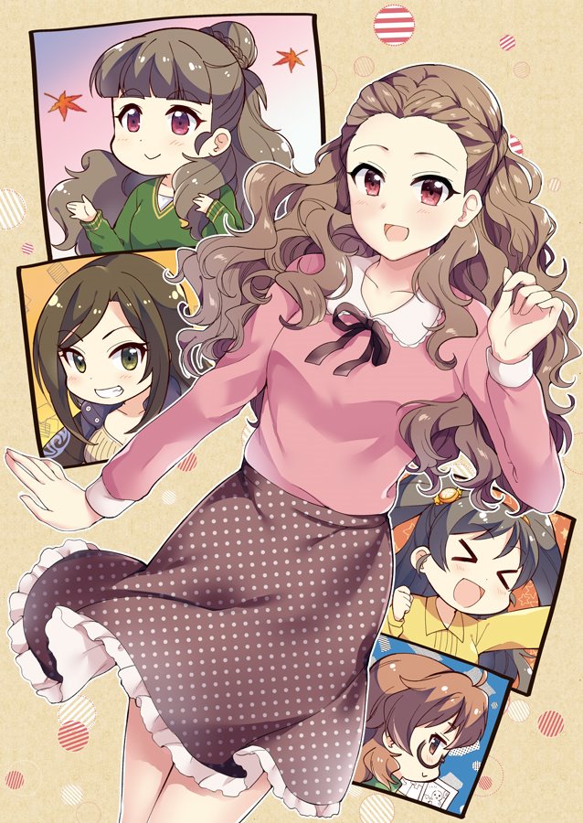 kamiya nao, mukai takumi, seki hiromi, araki hina, and nonomura sora (idolmaster and 1 more) drawn by mizushima_aru
