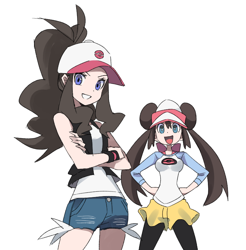 rosa and hilda (pokemon and 2 more) drawn by wadasada