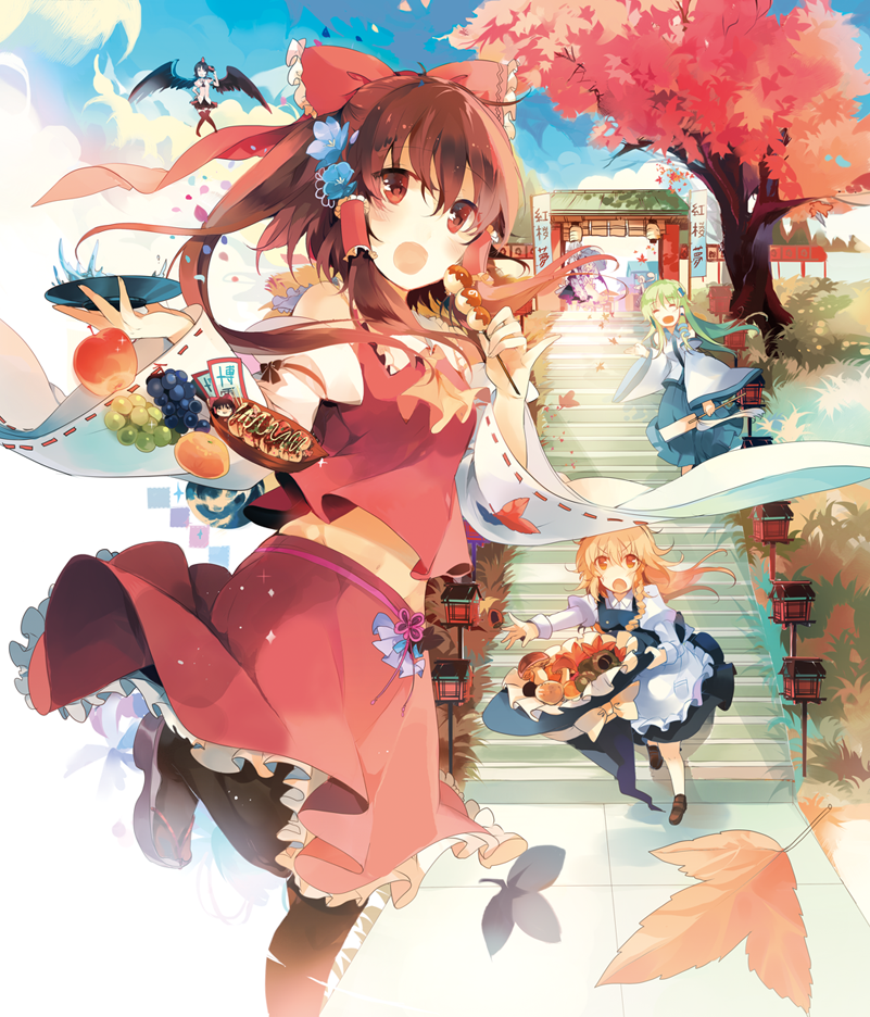 hakurei reimu, kirisame marisa, remilia scarlet, izayoi sakuya, kochiya sanae, and 2 more (touhou) drawn by kirero