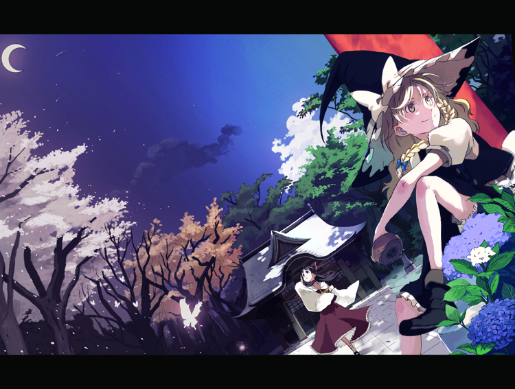 hakurei reimu and kirisame marisa (touhou and 1 more) drawn by cosmic_(crownclowncosmic)