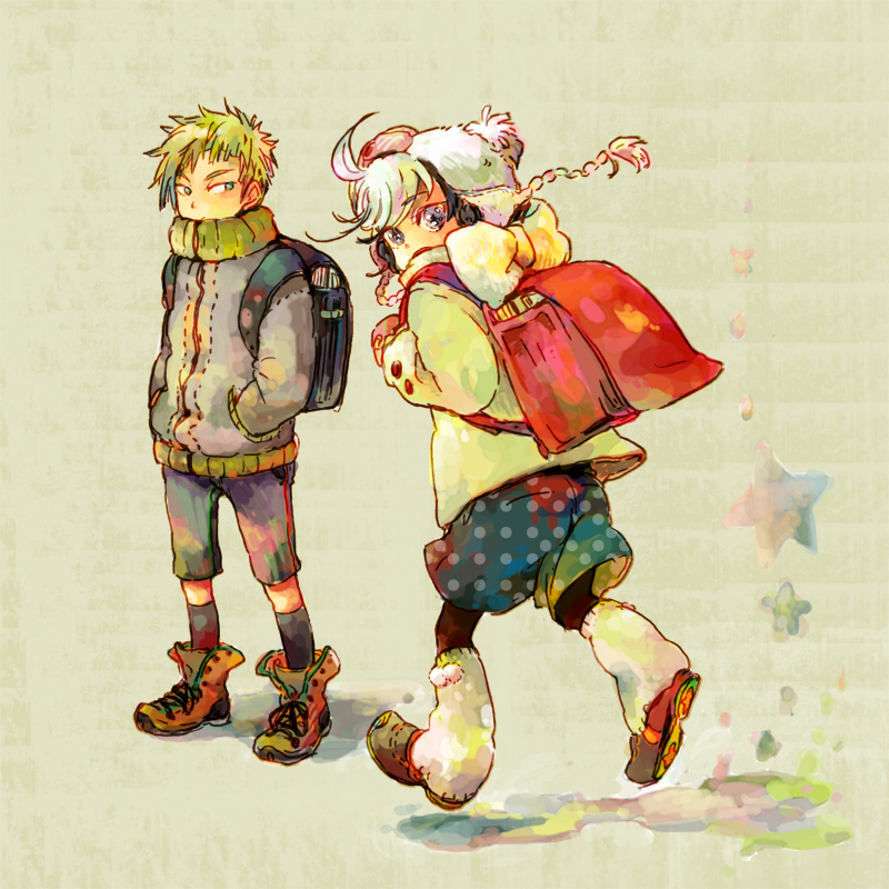 uruma ran and hibi makoto (ran to haiiro no sekai) drawn by den