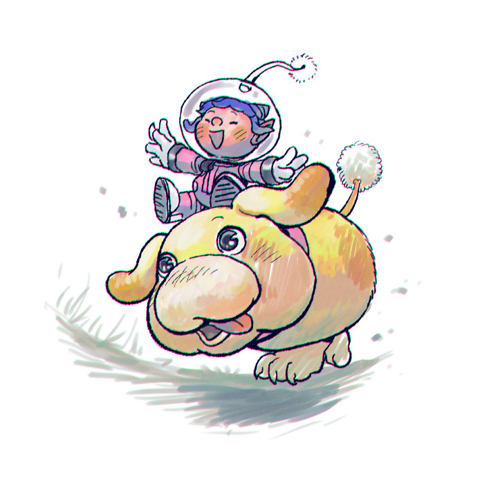 rescue officer and oatchi (pikmin and 1 more) drawn by asaikaina