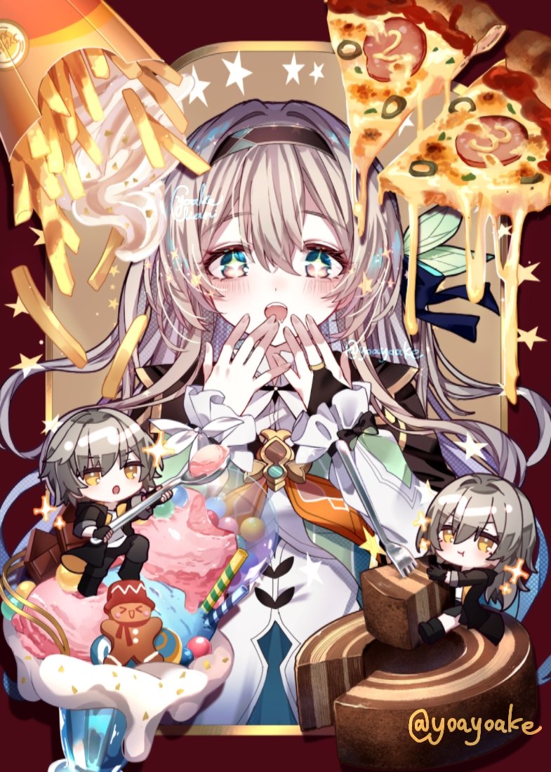 trailblazer, firefly, stelle, and caelus (honkai and 1 more) drawn by yoake_(yoakey)