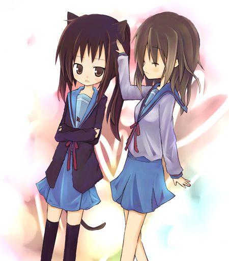 kyonko and koizumi itsuki (suzumiya haruhi no yuuutsu) drawn by amakaze_sora