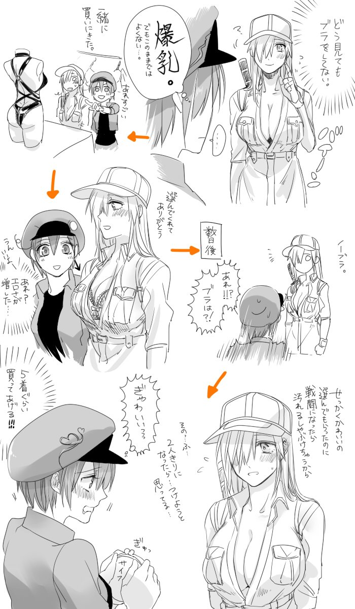 white blood cell, red blood cell, ae-3803, and u-1196 (hataraku saibou and 1 more) drawn by bou_(maimoca501)