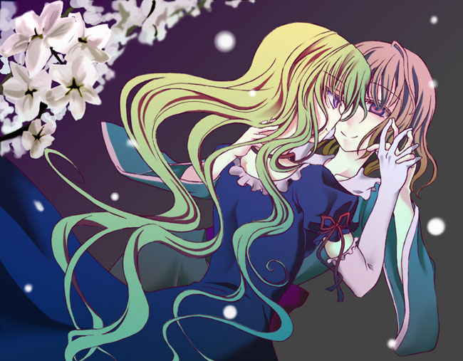 yakumo yukari and saigyouji yuyuko (touhou) drawn by minagi