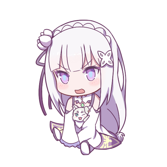 emilia and puck (re:zero kara hajimeru isekai seikatsu) drawn by yukiyaii