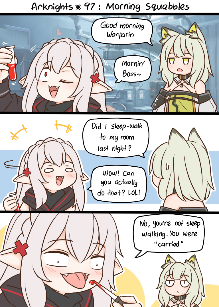 kal'tsit and warfarin (arknights) drawn by guin_guin