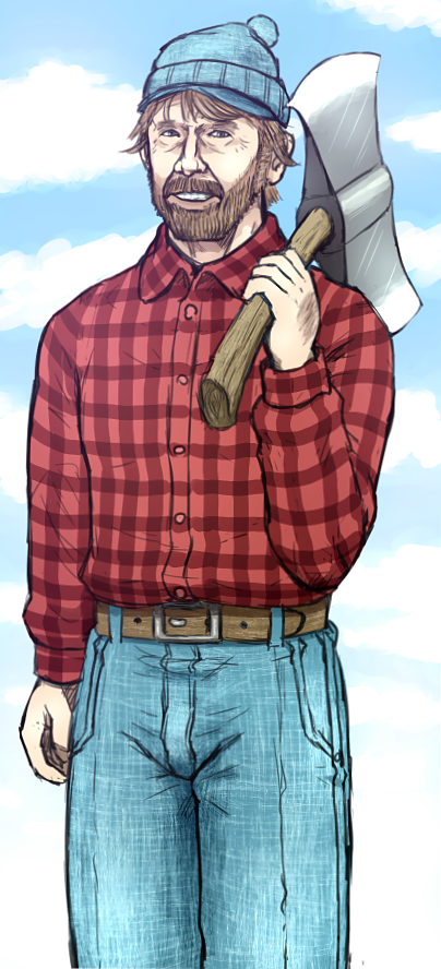 chuck norris and paul bunyan (real life) drawn by shirosato