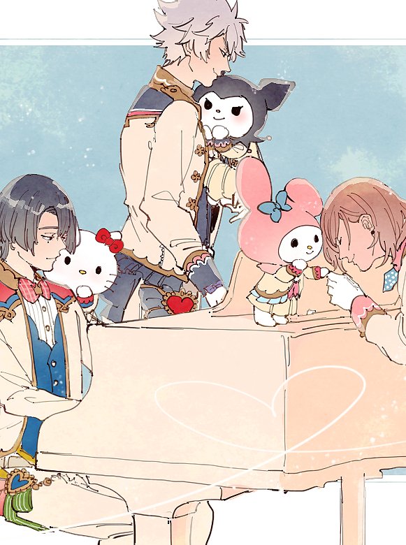 hello kitty, my melody, kuromi, hijirikawa masato, jinguuji ren, and 1 more (sanrio and 4 more) drawn by xxll