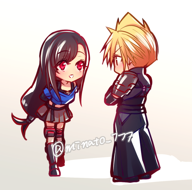 tifa lockhart and cloud strife (final fantasy and 2 more) drawn by minato_(ct_777)