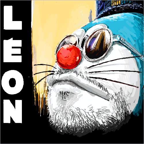 doraemon and jean reno (doraemon and 1 more) drawn by babbab
