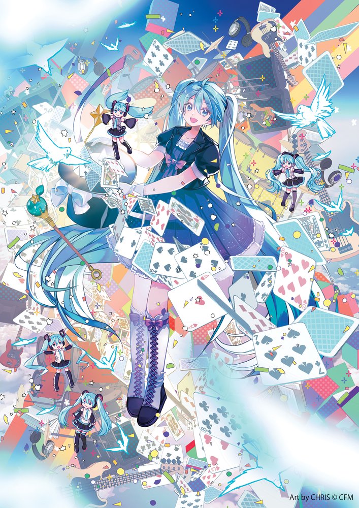 hatsune miku and magical mirai miku (vocaloid and 3 more) drawn by chris4708