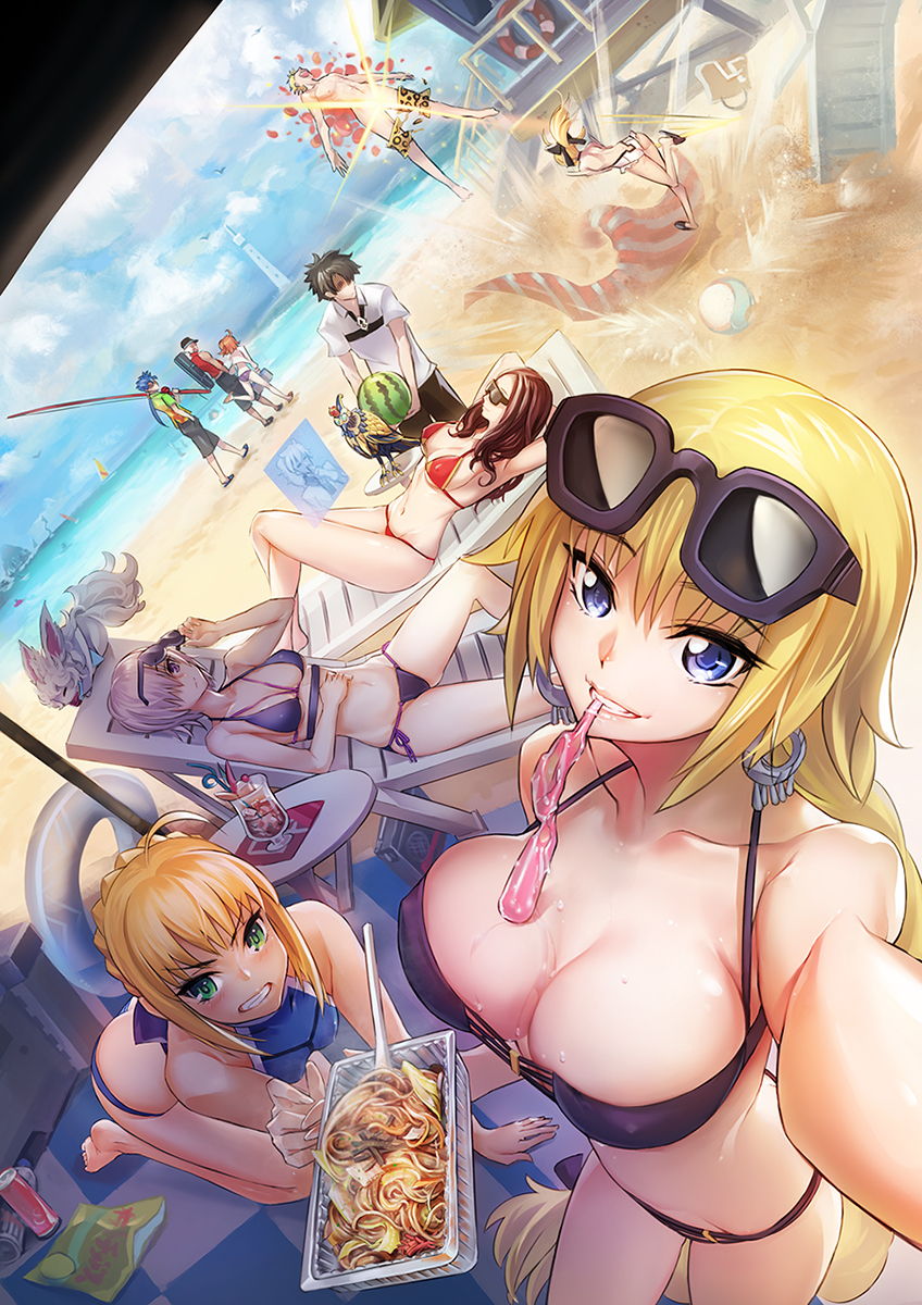 artoria pendragon, saber, mash kyrielight, fujimaru ritsuka, jeanne d'arc, and 7 more (fate and 2 more) drawn by todee