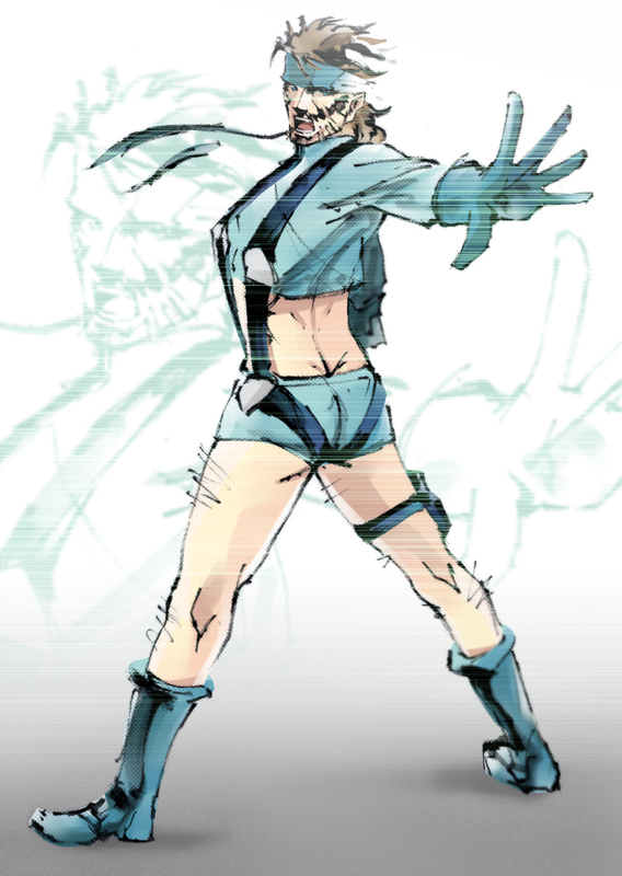 skyla and solid snake (pokemon and 3 more) drawn by ikuyoan