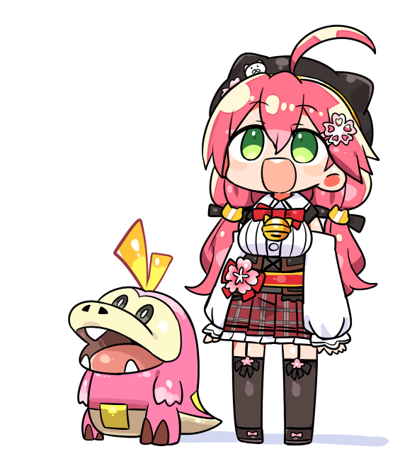 sakura miko and fuecoco (pokemon and 1 more) drawn by kanikama