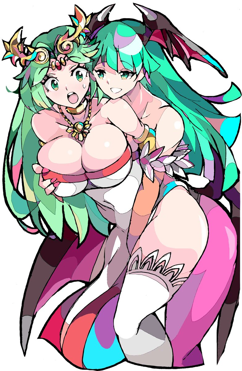 morrigan aensland and palutena (darkstalkers and 2 more) drawn by enpe