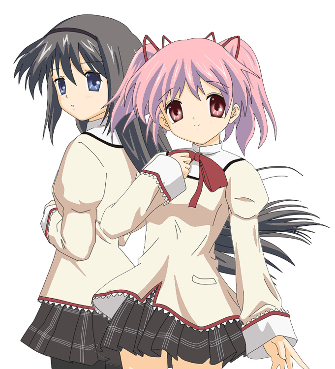akemi homura and kaname madoka (mahou shoujo madoka magica and 1 more) drawn by takuma_(nicoseiga_15833442)