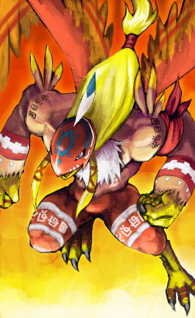 garudamon (digimon and 1 more) drawn by tsumujin
