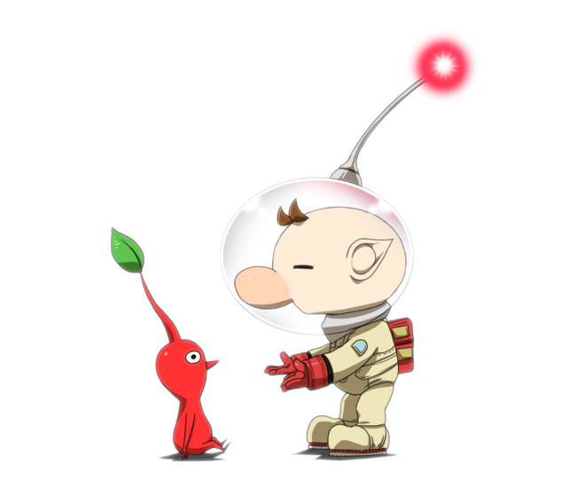 red pikmin and olimar (pikmin) drawn by naru_(wish_field)