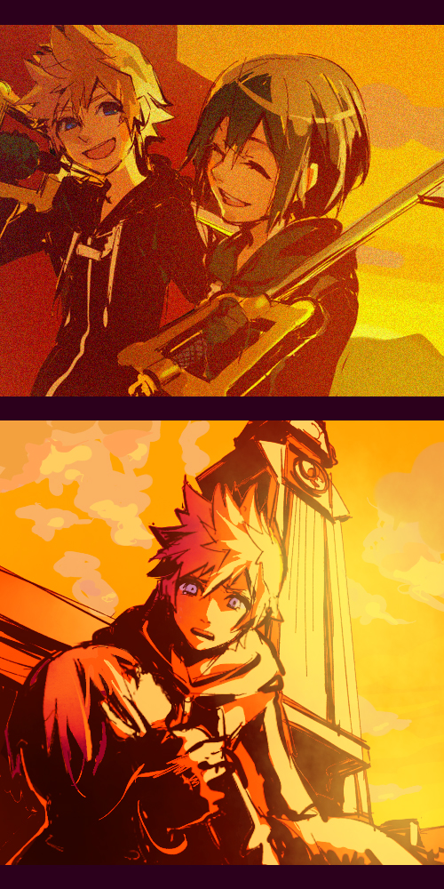roxas and xion (kingdom hearts and 1 more) drawn by yuki_ori