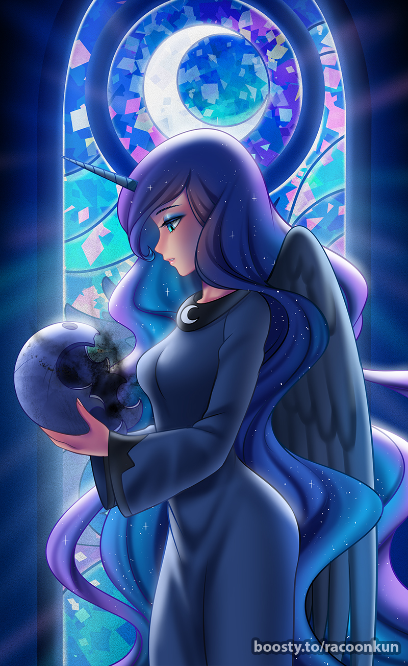 princess luna and nightmare moon (my little pony and 1 more) drawn by racoon-kun