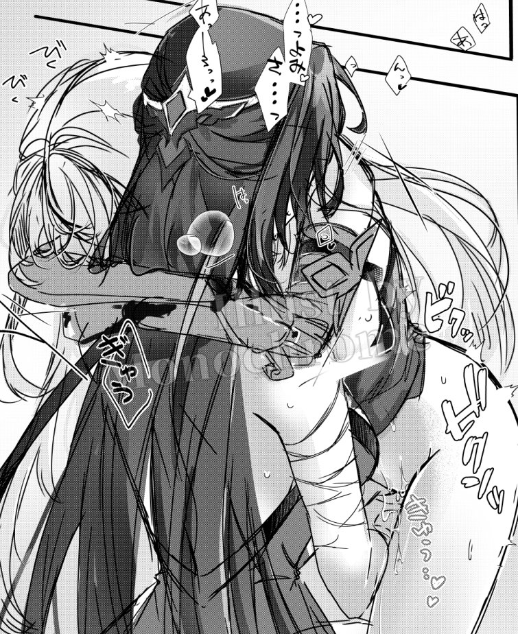 acheron and black swan (honkai and 1 more) drawn by monokuro_(sekahate)