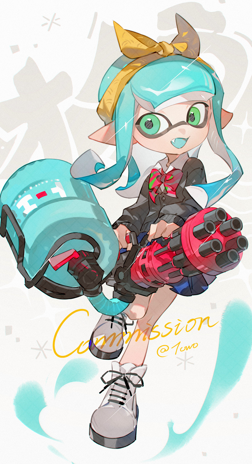 inkling player character and inkling girl (splatoon) drawn by towo_nita