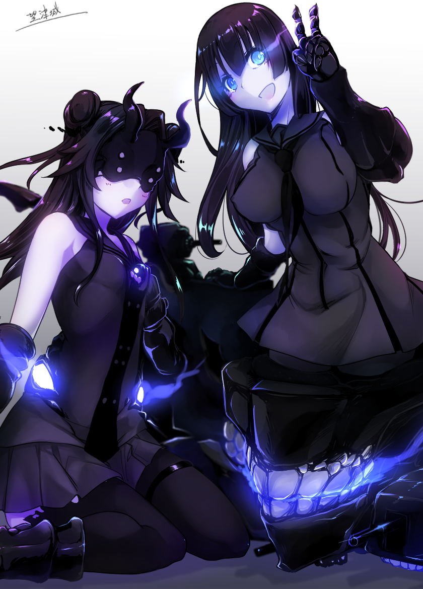 light cruiser oni and light cruiser princess (kantai collection) drawn by mochitsuki_(mo_chooon)