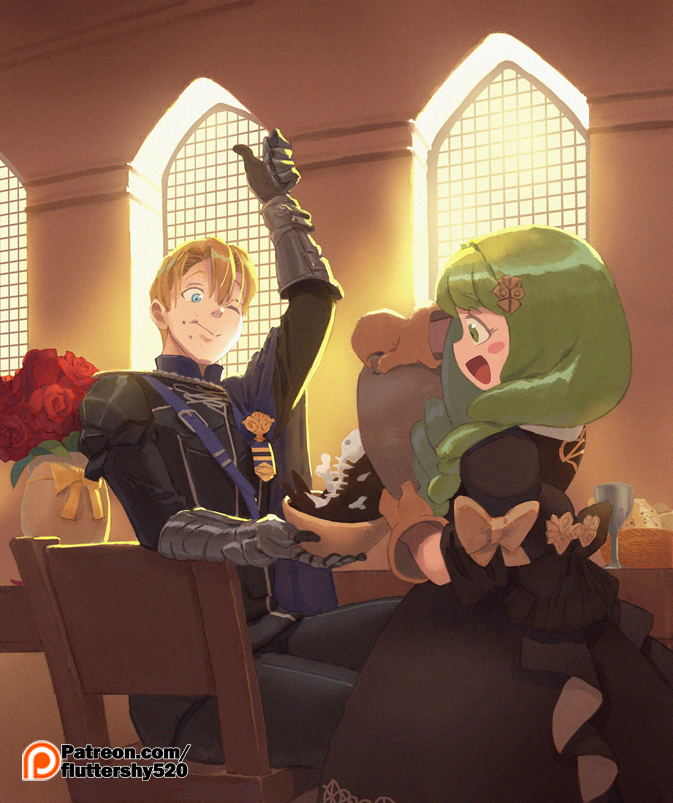 dimitri alexandre blaiddyd and flayn (fire emblem and 1 more) drawn by green_little