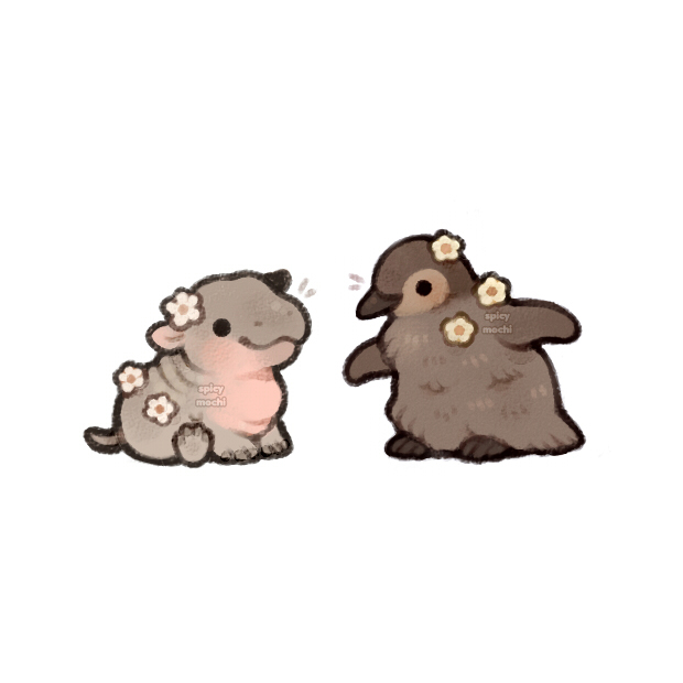 moo deng and pesto the penguin (original) drawn by spicymochi