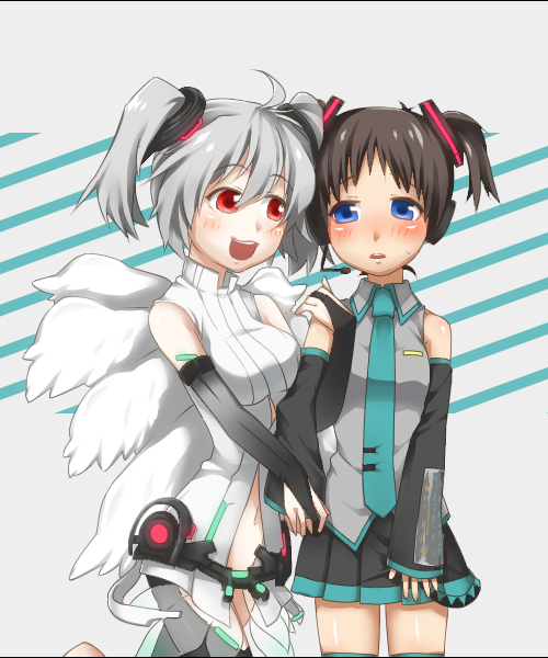 hatsune miku, ikari shinji, and tabris-xx (vocaloid and 2 more) drawn by hikukawa