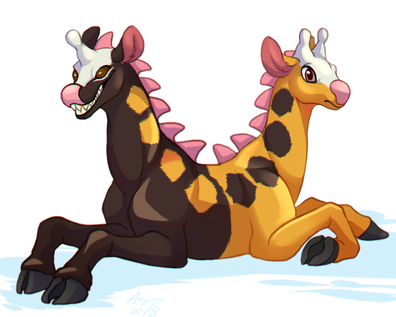 girafarig (pokemon and 1 more) drawn by dragonasis
