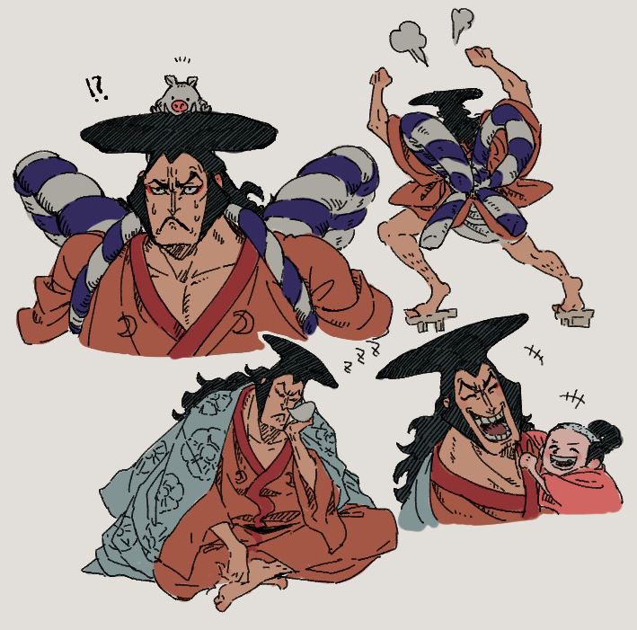 kouzuki momonosuke and kouzuki oden (one piece) drawn by hyena_fanta