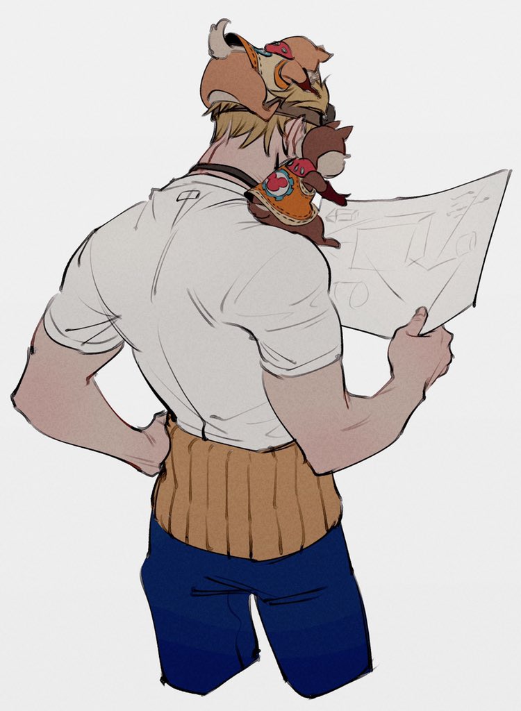 cid highwind, chip, and dale (final fantasy and 3 more) drawn by oimo_(oimkimn)