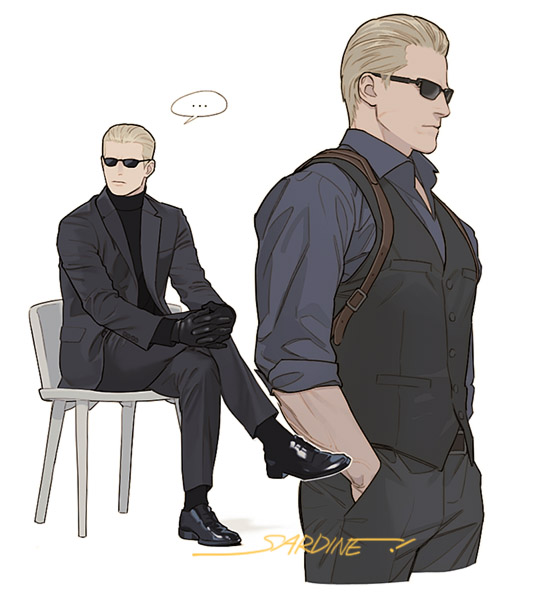 albert wesker (resident evil and 2 more) drawn by sardine_(kjr0313)