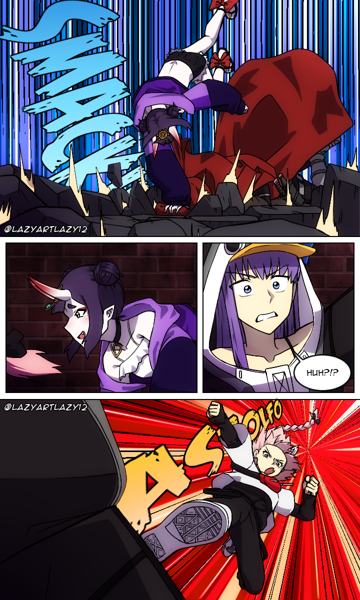 shuten douji, astolfo, meltryllis, and emiya kiritsugu (fate and 1 more) drawn by lazyartlazy12 and tyrnickleback