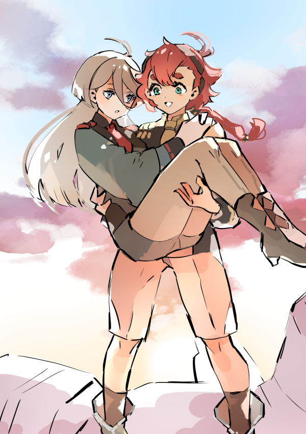 suletta mercury and miorine rembran (gundam and 1 more) drawn by oisiokayu