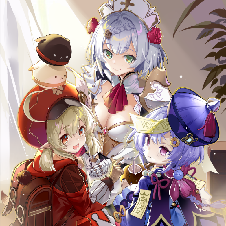 klee, qiqi, and noelle (genshin impact) drawn by kikimi