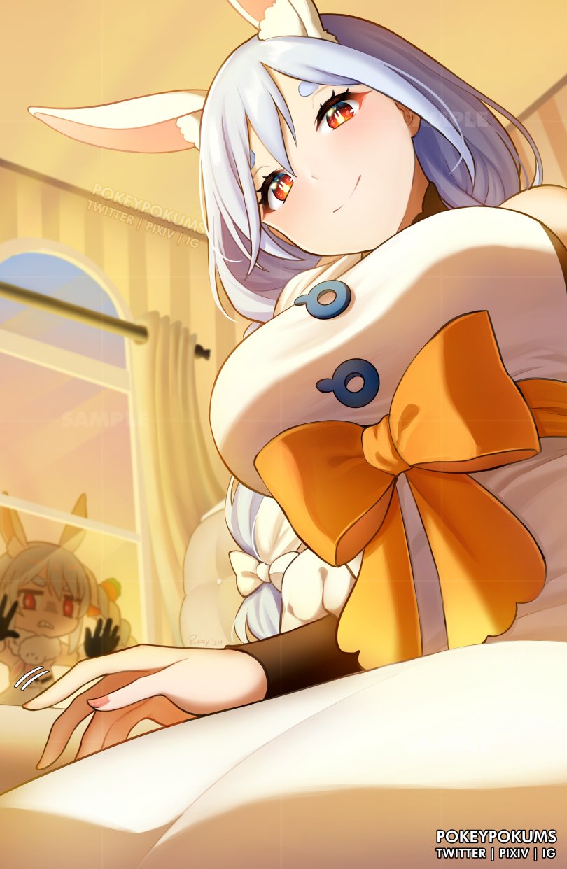 usada pekora, don-chan, and pekomama (hololive) drawn by pokey
