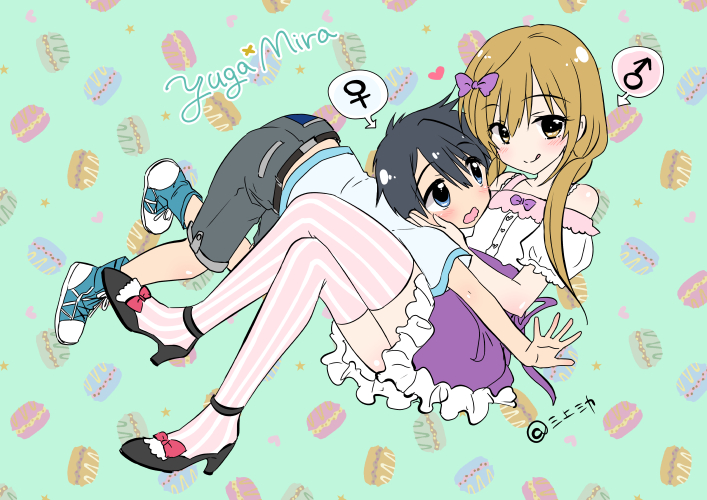 mirai and yugami (original) drawn by mikami_mika