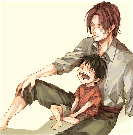 monkey d. luffy and shanks (one piece) drawn by mcr