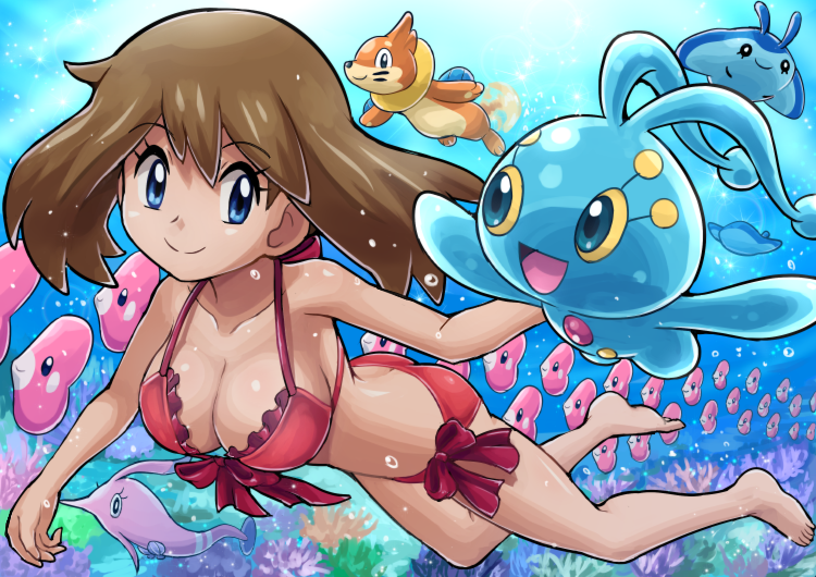 may, luvdisc, manaphy, buizel, mantyke, and 1 more (pokemon and 2 more) drawn by pokemoa