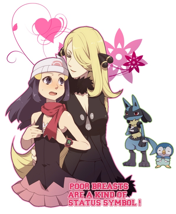 dawn, cynthia, piplup, and lucario (pokemon and 1 more) drawn by tore_(ksg666xxx)