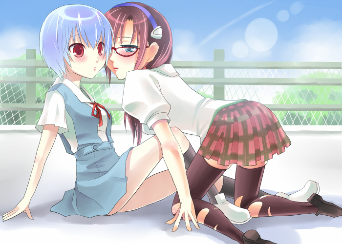 ayanami rei and makinami mari illustrious (neon genesis evangelion and 2 more) drawn by aikawa_ruru