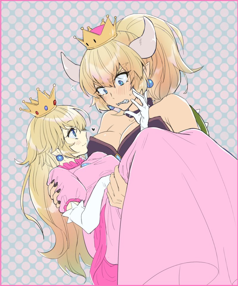 princess peach and bowsette (mario and 1 more) drawn by sundomeya_(bang)