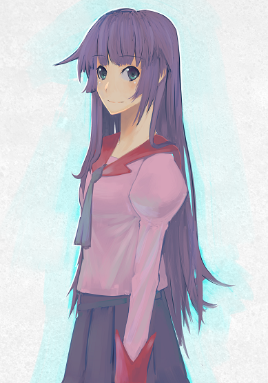 senjougahara hitagi (monogatari and 1 more) drawn by ameya_shioichi