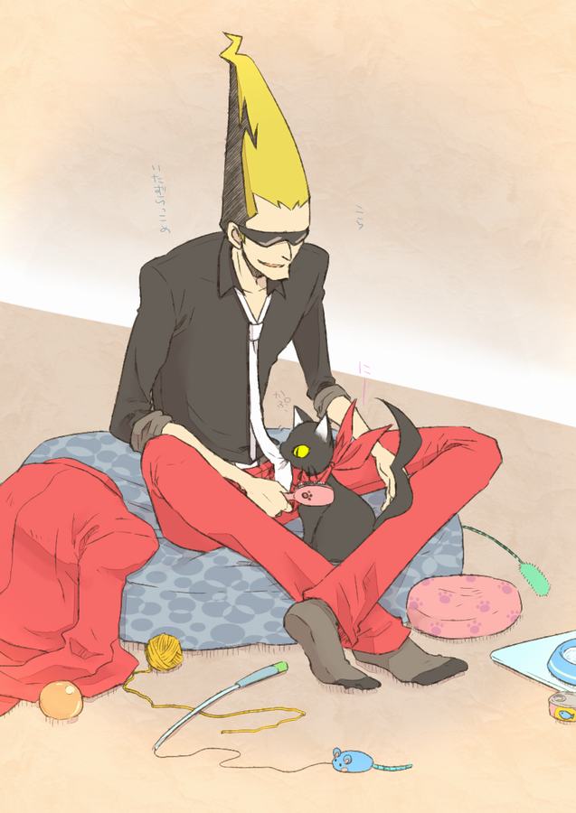 sissel and cat (ghost trick) drawn by souma_(stippie)